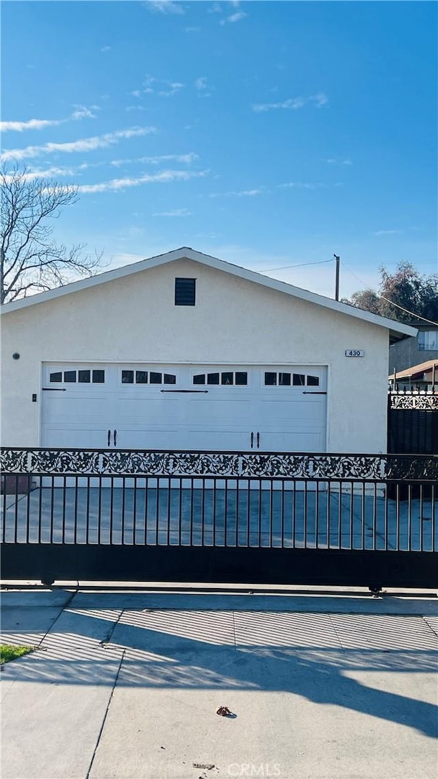 exterior space with a garage