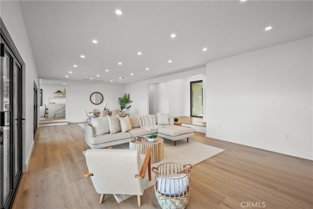 living room featuring light hardwood / wood-style flooring