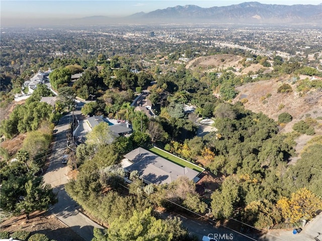 bird's eye view with a mountain view