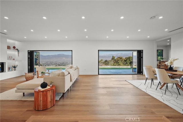 living room featuring light hardwood / wood-style flooring