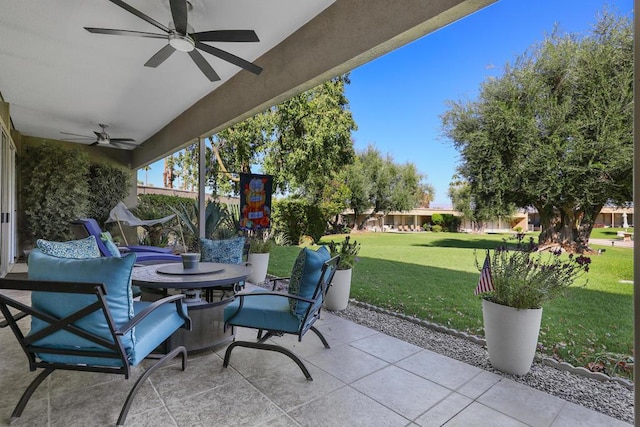 view of patio with ceiling fan