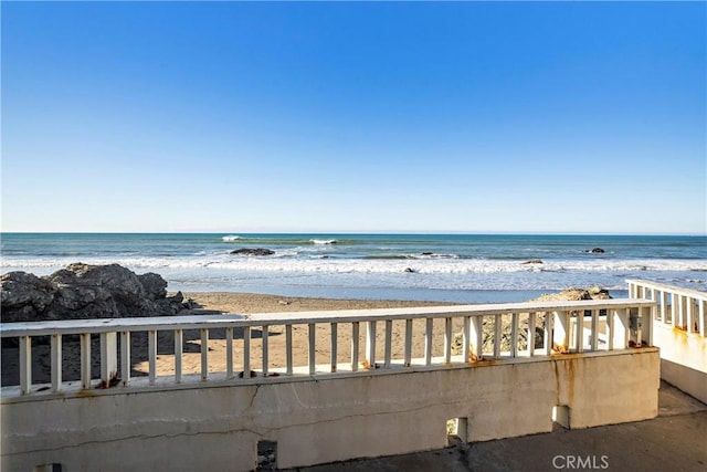 view of water feature with a view of the beach