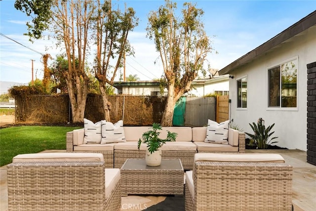 view of patio / terrace featuring an outdoor hangout area