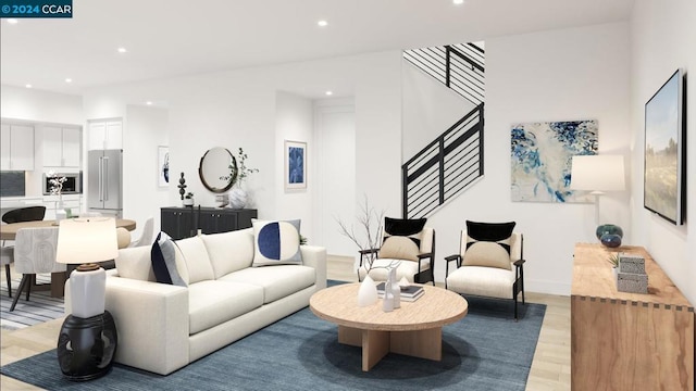 living room with light wood-type flooring