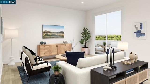 living room with hardwood / wood-style floors