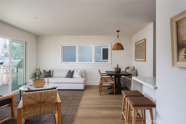 living room featuring light wood-type flooring