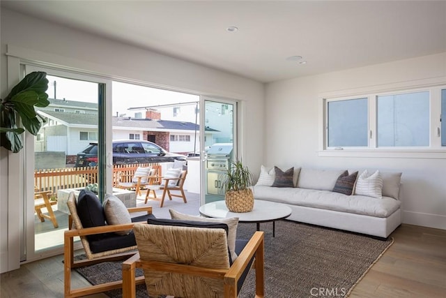 living room featuring light hardwood / wood-style floors