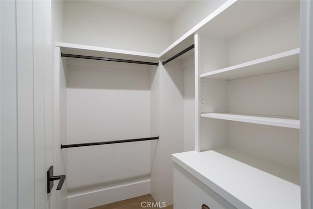 spacious closet featuring hardwood / wood-style flooring