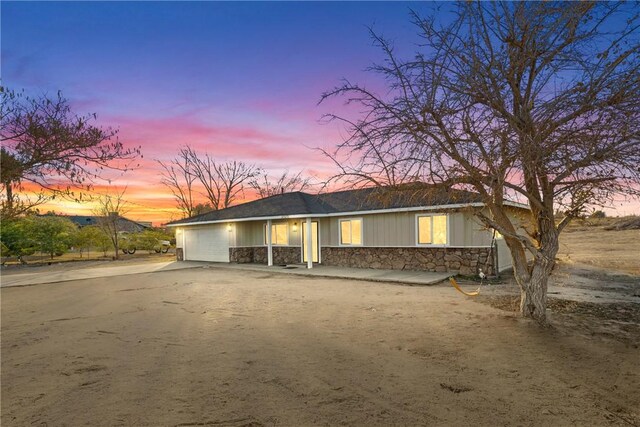 view of front of house with a garage