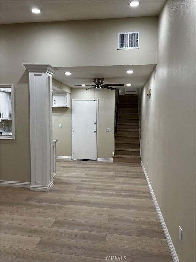 hallway featuring light wood-type flooring