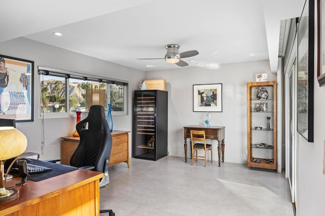 home office featuring ceiling fan