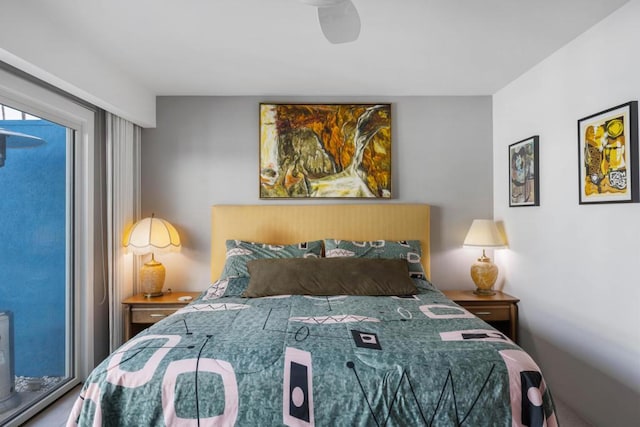 bedroom featuring ceiling fan