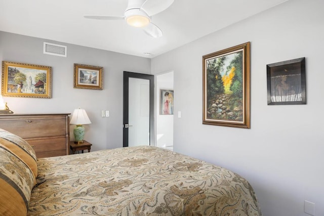 bedroom featuring ceiling fan