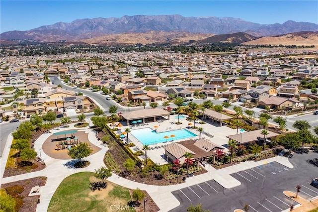 aerial view featuring a mountain view