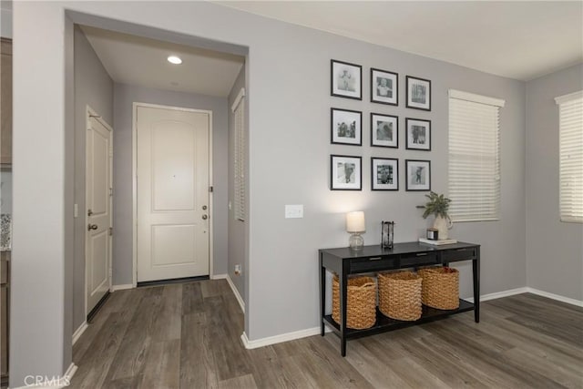 hall featuring wood-type flooring