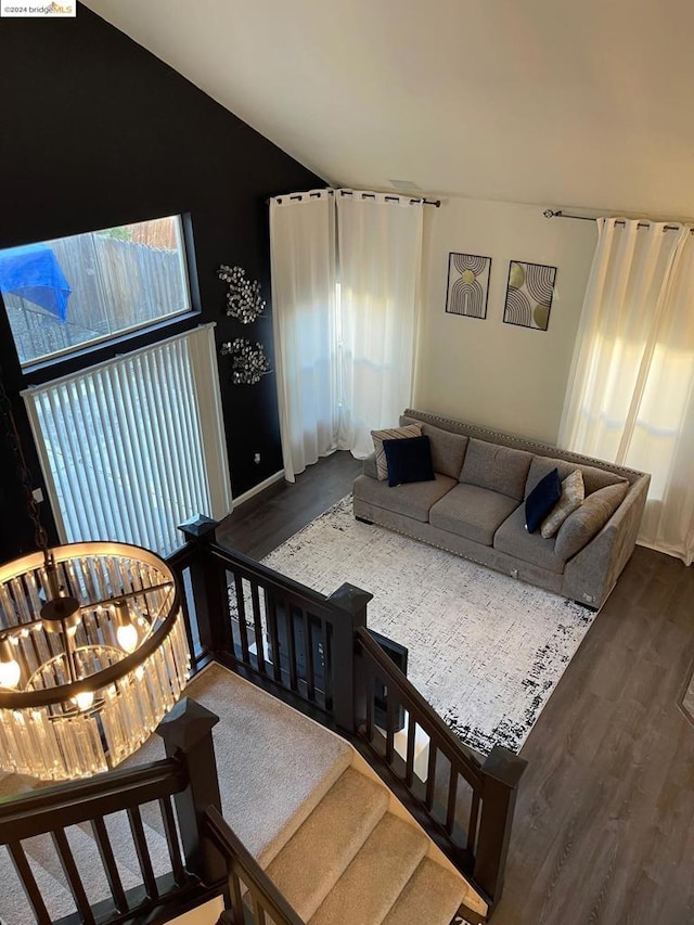 living room with dark wood-type flooring