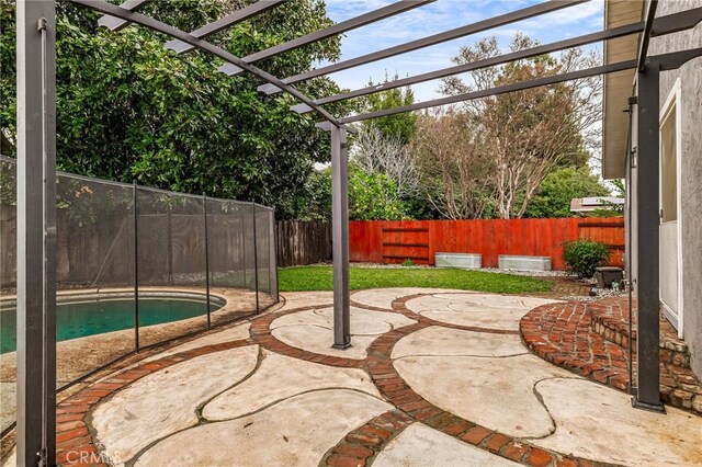 view of patio featuring a pergola