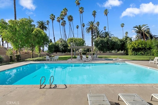 view of pool featuring a patio