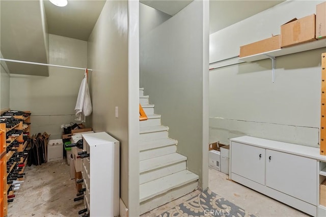 below grade area with stairs