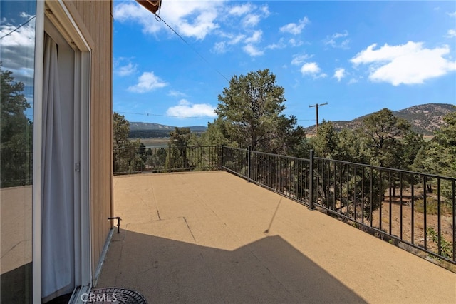 view of patio featuring a mountain view