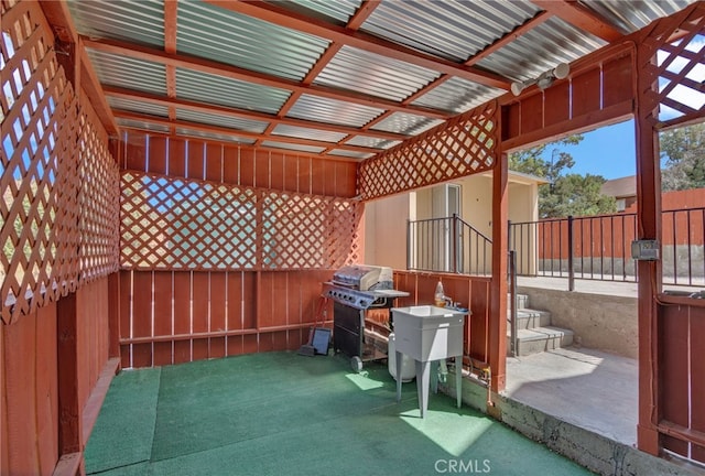 view of patio with area for grilling