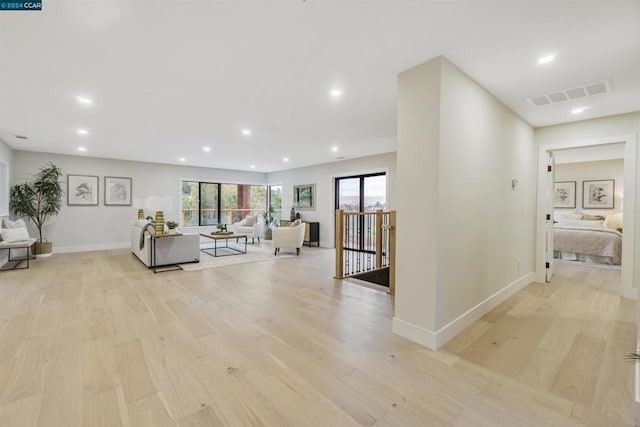 living room featuring light hardwood / wood-style flooring