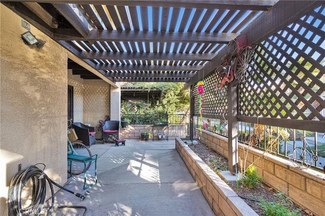 view of patio / terrace featuring a pergola