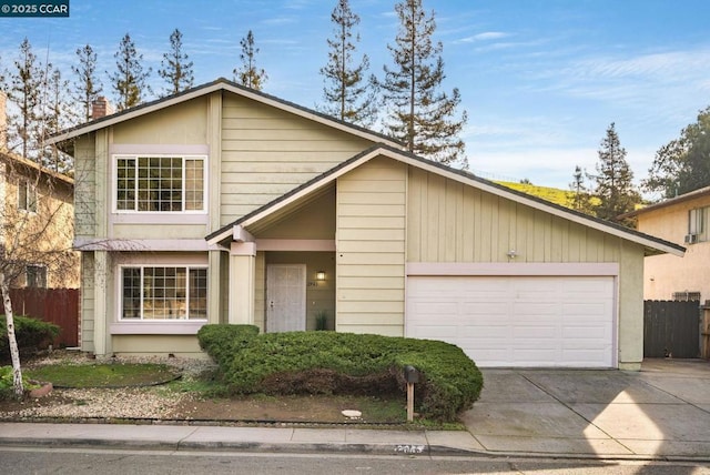 view of front of house with a garage