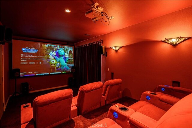 view of carpeted home theater