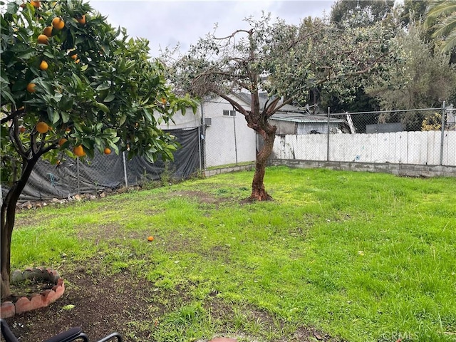 view of yard with a fenced backyard