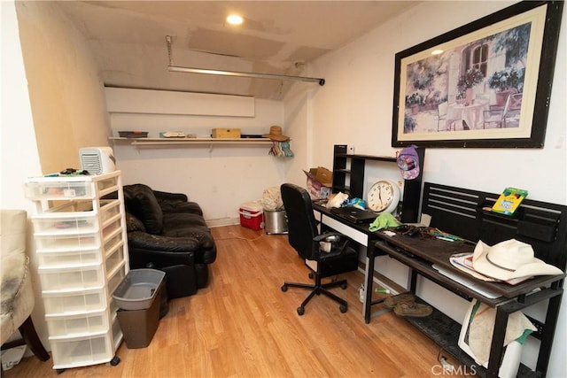 office area featuring light hardwood / wood-style floors