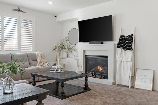 living room with carpet floors