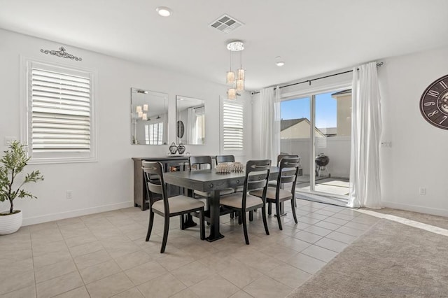 view of tiled dining room