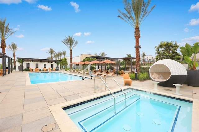 view of pool featuring a patio area