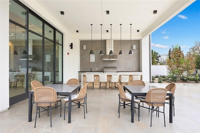 dining space with expansive windows