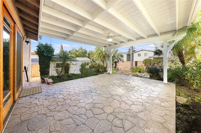 view of patio / terrace featuring ceiling fan