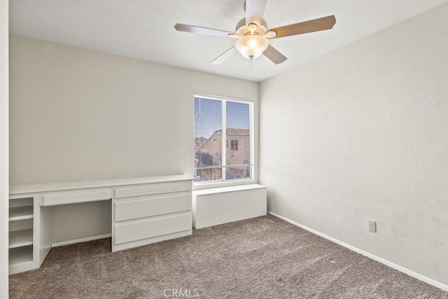 interior space featuring ceiling fan