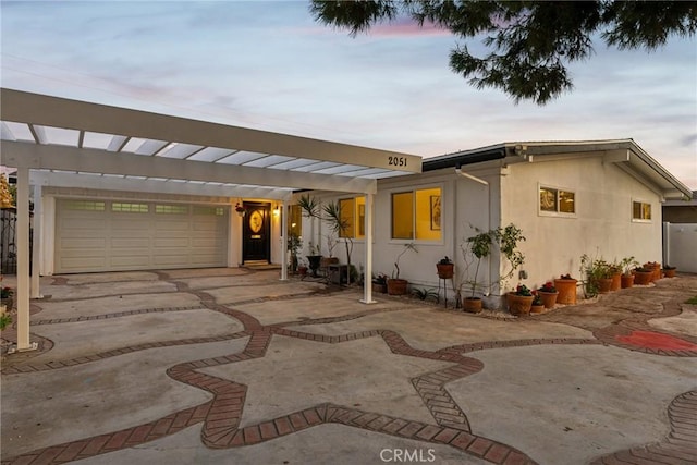 view of front of house with a garage