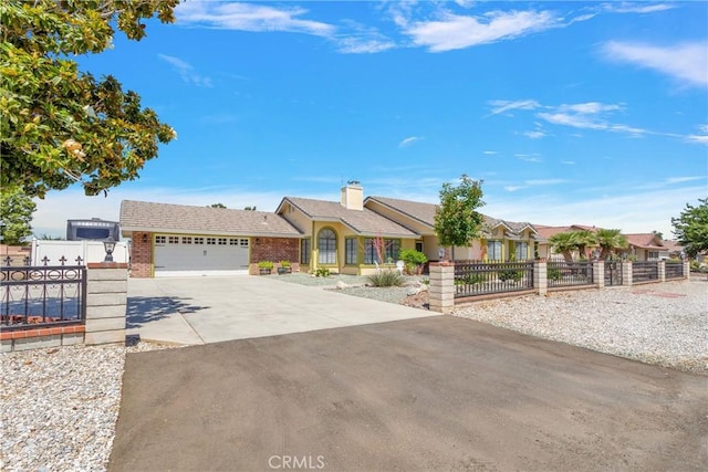 single story home with a garage