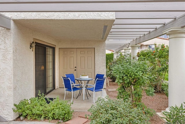 view of patio / terrace featuring a pergola