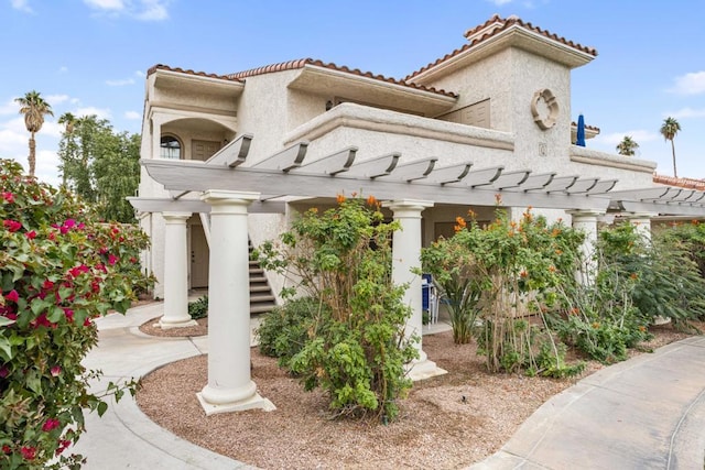 exterior space featuring a pergola