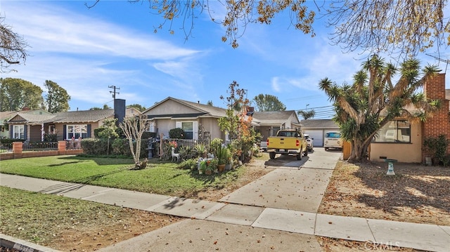 single story home featuring a front lawn