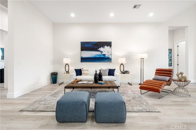 living room featuring light hardwood / wood-style floors