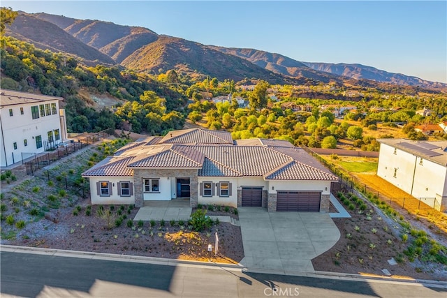 exterior space featuring a mountain view