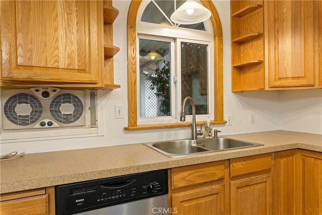 kitchen with stainless steel dishwasher and sink