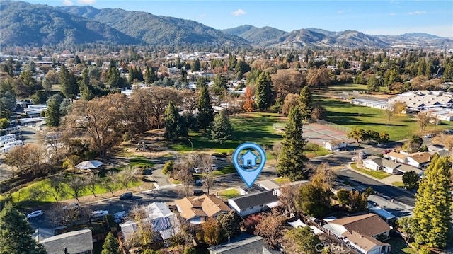 aerial view with a mountain view