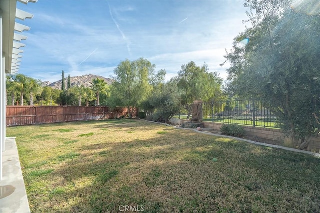 view of yard featuring a mountain view