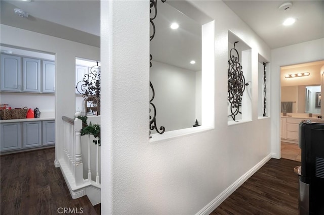 hallway featuring dark hardwood / wood-style floors