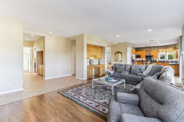 living room featuring light hardwood / wood-style flooring