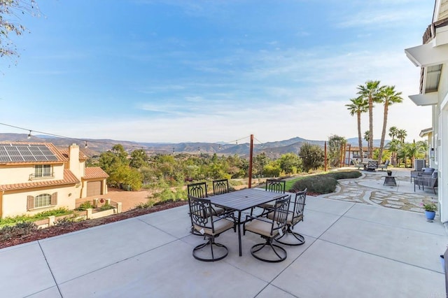 view of patio featuring a mountain view